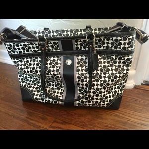 Huge Coach Heritage Stripe Signature Diaper Bag